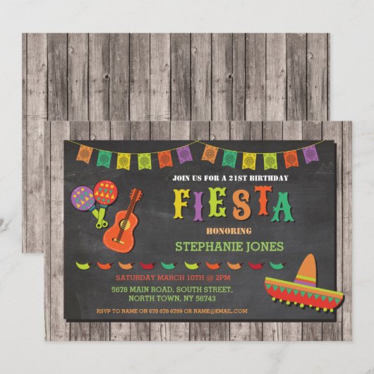 Verjaardag Fiesta Mexico Mexican Pet Party Nodig u Kaart (Voorkant / Achterkant)