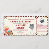 Verjaardag Film Night Gift Voucher Kaart (Voorkant)