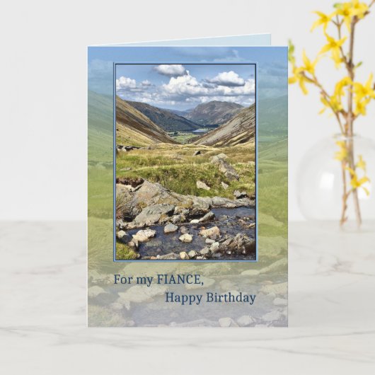 Verjaardag financieren met een berglandschap kaart (Gele Bloem)