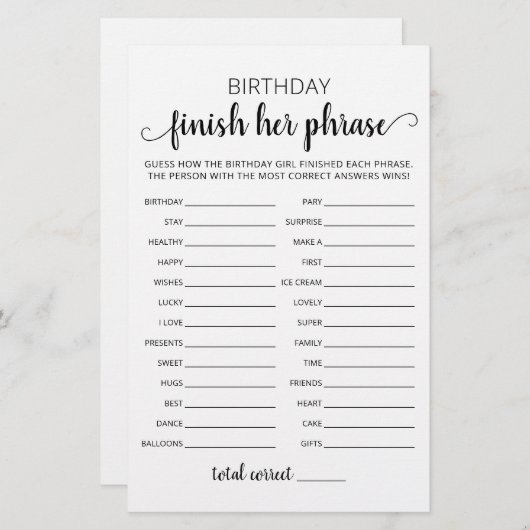 Verjaardag Finish Haar zinsnede Verjaardagsfeestsp (Voorkant / Achterkant)