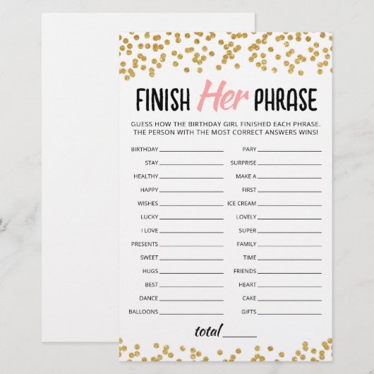 Verjaardag Finish Haar zinsnede Verjaardagsfeestsp (Voorkant / Achterkant)