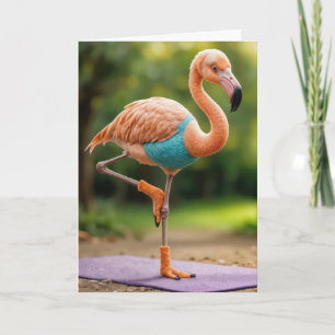 Verjaardag flamingo in een yoga pose kaart