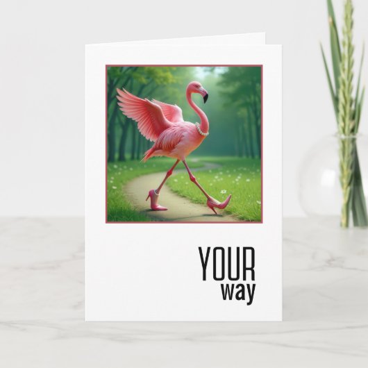Verjaardag Flamingo met parels en pompen Kaart (Voorkant)