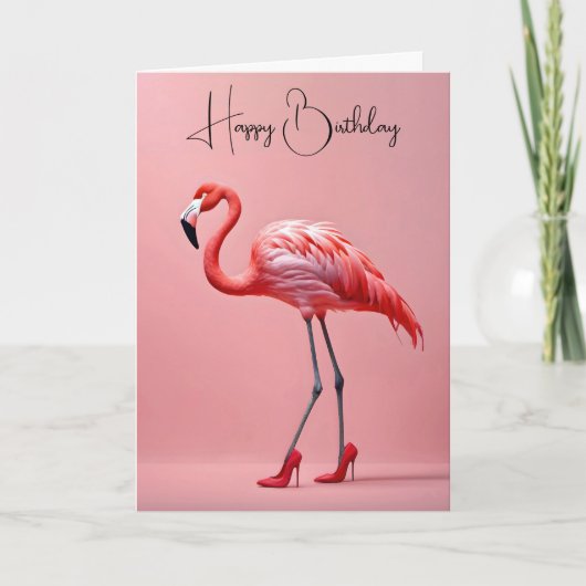Verjaardag Flamingo met rode schoenen Kaart (Voorkant)