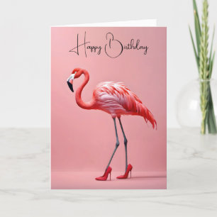 Verjaardag Flamingo met rode schoenen Kaart