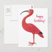 Verjaardag Flamingo Vintage Kunst Postkaart (Voorkant / Achterkant)