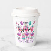 Verjaardag Flamingo's Papieren Bekers (Achterkant)