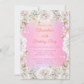  verjaardag Floral roze witte rozen Kaart (Voorkant)