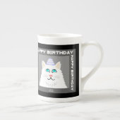 Verjaardag Fluffy White Cat Bone China Mok (Rechts)