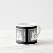 Verjaardag Fluffy White Cat Espresso Mok (Voorkant rechts)