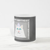Verjaardag Fluffy White Cat Frosted Glass Mok (Voorkant links)