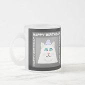 Verjaardag Fluffy White Cat Frosted Glass Mok (Links)