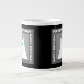 Verjaardag Fluffy White Cat Jumbo Mok (Voorkant)