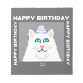 Verjaardag Fluffy White Cat Notitieblok (Voorkant)