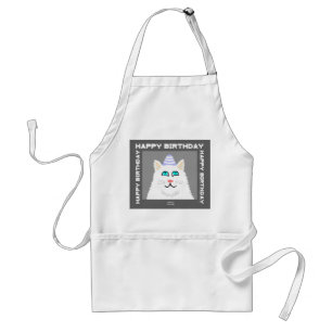Verjaardag Fluffy White Cat Schort