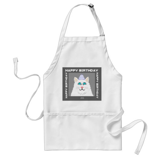 Verjaardag Fluffy White Cat Schort (Voorkant)