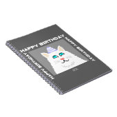 Verjaardag Fluffy White Cat Spiral Notitieboek (Rechterzijde)