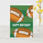 Verjaardag Football Touchdown met veld en ballen Kaart (Gele Bloem)
