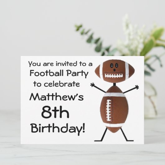 Verjaardag Football Uitnodiging (Staand voorkant)