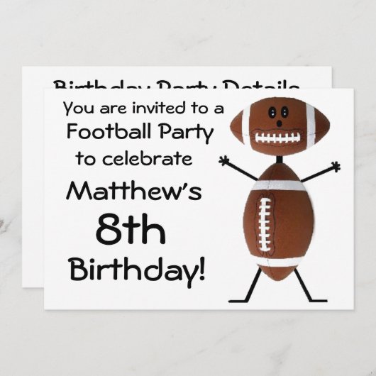 Verjaardag Football Uitnodiging (Voorkant / Achterkant)