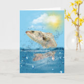Verjaardag Forel Vis In Springen Uit Het Water Kaart (Gele Bloem)