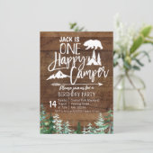Verjaardag Forest Camping Party Kraft Camper Kaart (Staand voorkant)