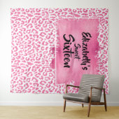 Verjaardag foto achtergrond roze luipaard tapijt wandkleed (In Situ (horizontaal))