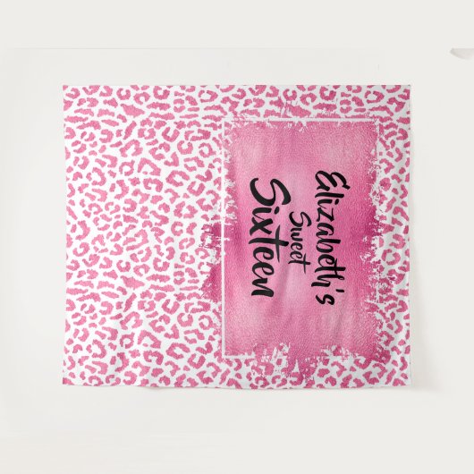 Verjaardag foto achtergrond roze luipaard tapijt wandkleed (Voorkant (horizontaal))