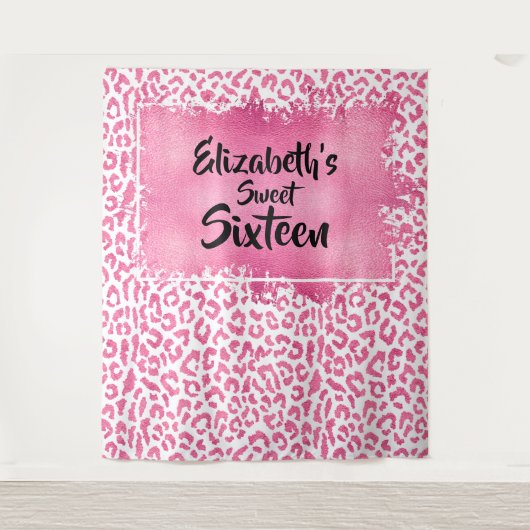 Verjaardag foto achtergrond roze luipaard tapijt wandkleed (Voorkant)