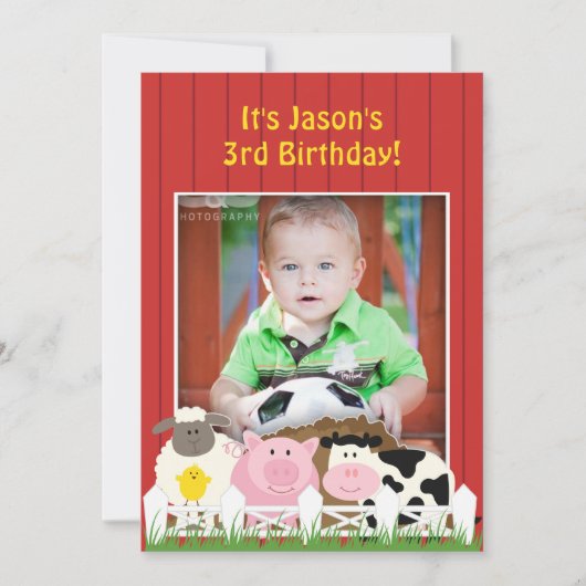 Verjaardag Foto Boerderij Flat Invitation Kaart (Voorkant)