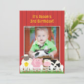 Verjaardag Foto Boerderij Flat Invitation Kaart (Staand voorkant)