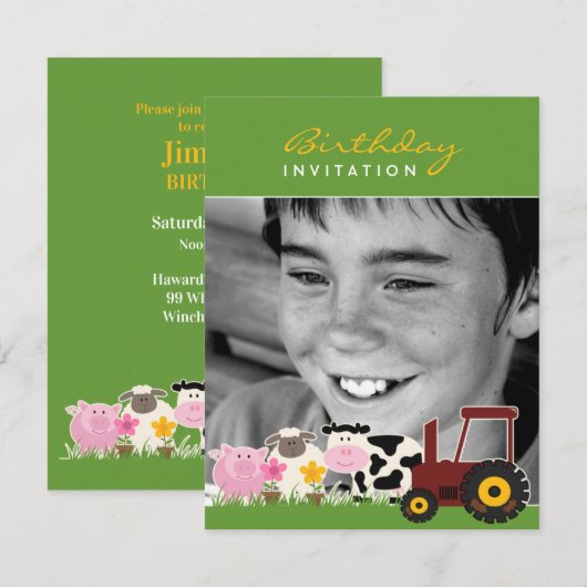 Verjaardag Foto Boerderij Kaart (Voorkant / Achterkant)