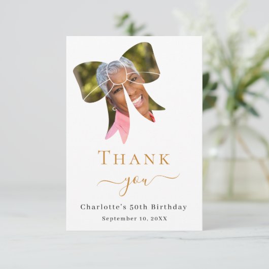 Verjaardag foto boog bedankkaart (Staand voorkant)