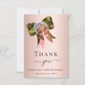 Verjaardag foto boog roos goud bedankkaart (Voorkant)