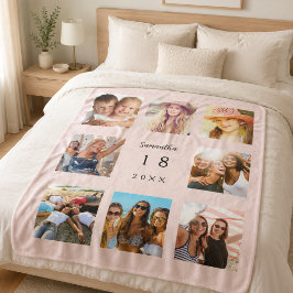 Verjaardag foto collage blush roze meisje vrouw sherpa deken