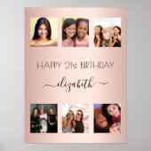 Verjaardag foto collage roos goud BFF Poster (Voorkant)