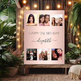 Verjaardag foto collage roos goud BFF Poster