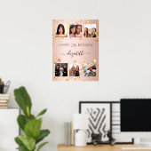 Verjaardag foto collage roos gouden sterren poster (Thuiskantoor)