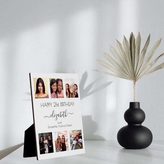 Verjaardag foto collage wit beste vrienden fotoplaat