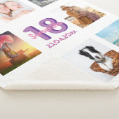 Verjaardag foto collage witte paarse naam sherpa deken (3/4)