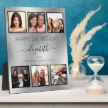 Verjaardag foto collage zilveren beste vrienden fotoplaat<br><div class="desc">Een geschenk van vrienden voor de 21ste (of om het even welke leeftijd) verjaardag van een vrouw, die haar leven viert met een collage van 6 van uw hoogstaande foto's van haar, haar vrienden, familie, interesse of huisdieren. Geef haar naam, 21 jaar en uw namen een persoonlijk tintje en voeg...</div>