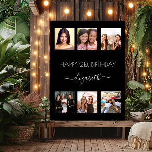 Verjaardag foto collage zwart BFF Poster
