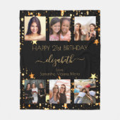 Verjaardag foto collage zwart goud beste vrienden fleece deken (Voorkant)