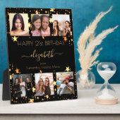 Verjaardag foto collage zwart goud beste vrienden fotoplaat (Zijkant)