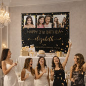 Verjaardag foto collage zwart goud beste vrienden wandkleed