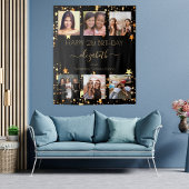 Verjaardag foto collage zwart goud beste vrienden wandkleed