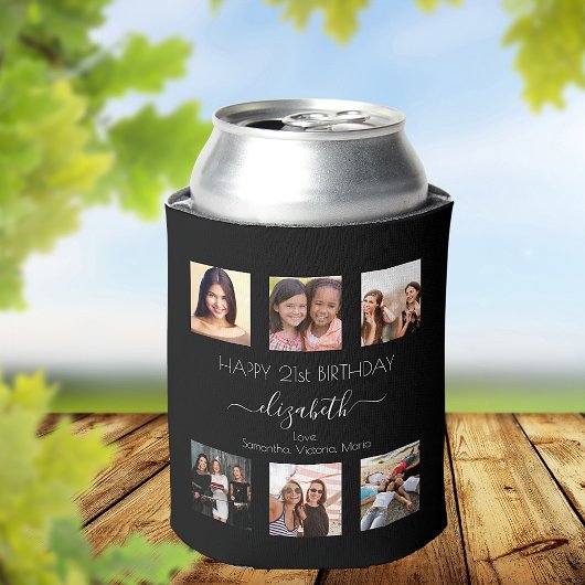 Verjaardag foto collage zwart wit beste vrienden blikjeskoeler