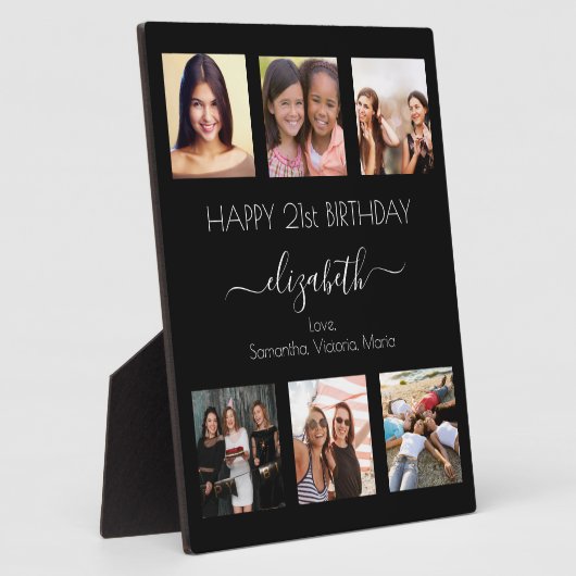 Verjaardag foto collage zwart wit beste vrienden fotoplaat (Zijkant)
