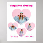 Verjaardag foto hart collage meisje welkom poster (Voorkant)