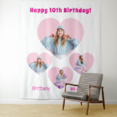 Verjaardag foto hart collage meisje welkom wandkleed (In situ)